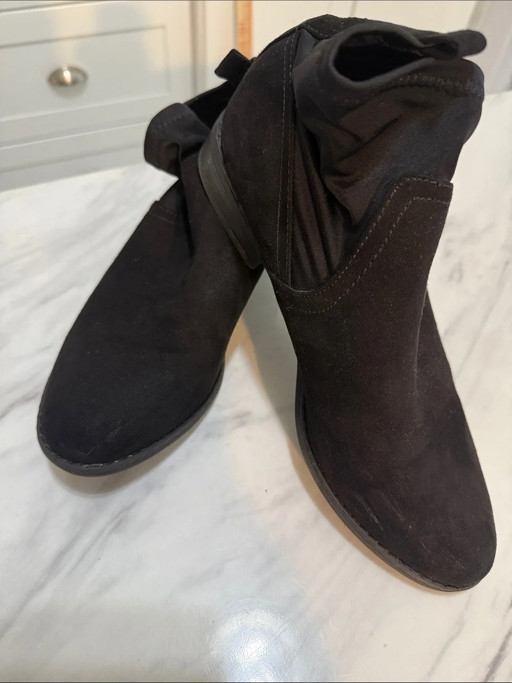 Rocket Dog Black Faux Suede Stretch Ankle Boots Women’s Size 9.5 Pull-On